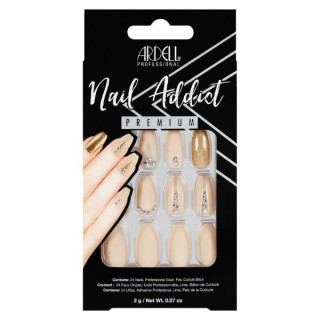 Faux ongles nude, dorés &...