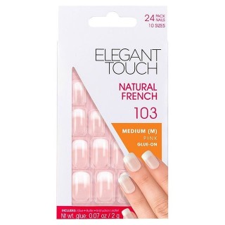 Faux-Ongles Natural French - 103 M Pink Elegant Touch